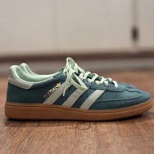Adidas Spezial Green Sneakers with Mint Stripes